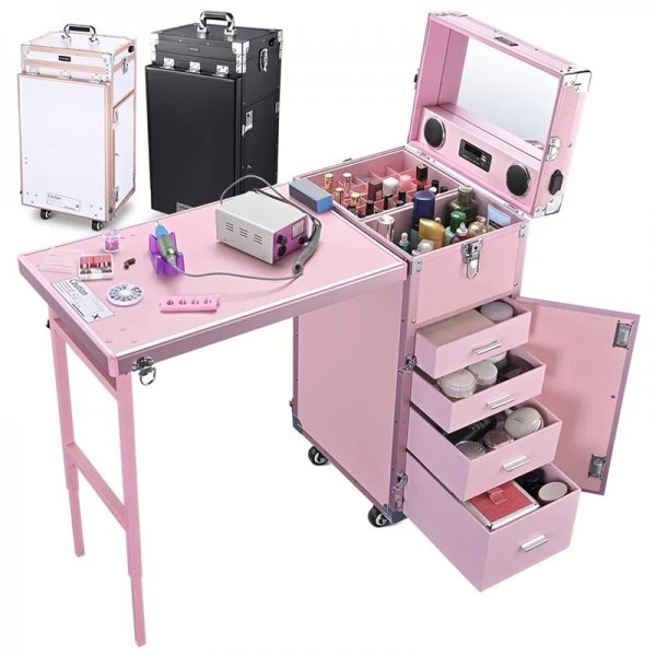 🔥FREE SHIPPING-ROLLING MANICURE TABLE MAKEUP STATION