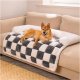 Free Shipping-Cream Square Plaid Cozy Dog Mat Furniture Protector Cover