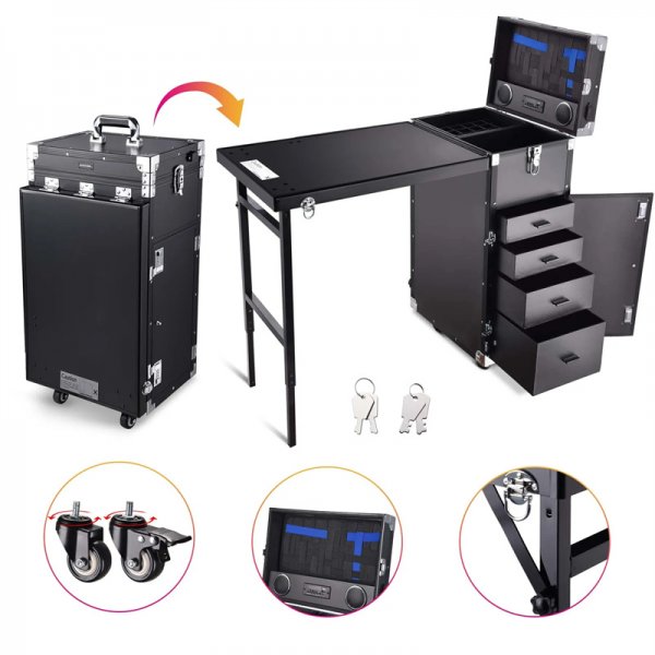 🔥FREE SHIPPING-ROLLING MANICURE TABLE MAKEUP STATION