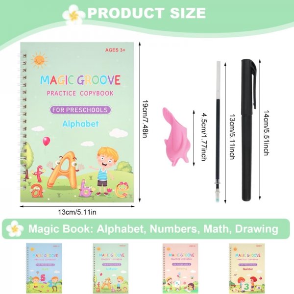 💖Last Day - 80% Off 🔥Magical Handwriting Reusable Book (1 Set Of 4 Books)