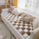 Cream-coloured Large Plaid Square Fuzzy Pet Dog Mat Bed Couch Cover