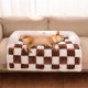 Free Shipping-Cream Square Plaid Cozy Dog Mat Furniture Protector Cover