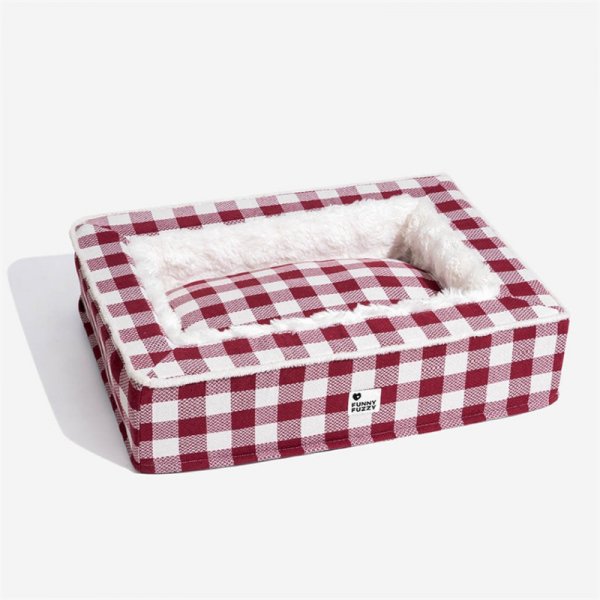 Festive Classic Tartan Cozy Dog Anti-Anxiety Calming Bed