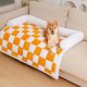 Free Shipping-Cream Square Plaid Cozy Dog Mat Furniture Protector Cover