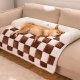 Free Shipping-Cream Square Plaid Cozy Dog Mat Furniture Protector Cover